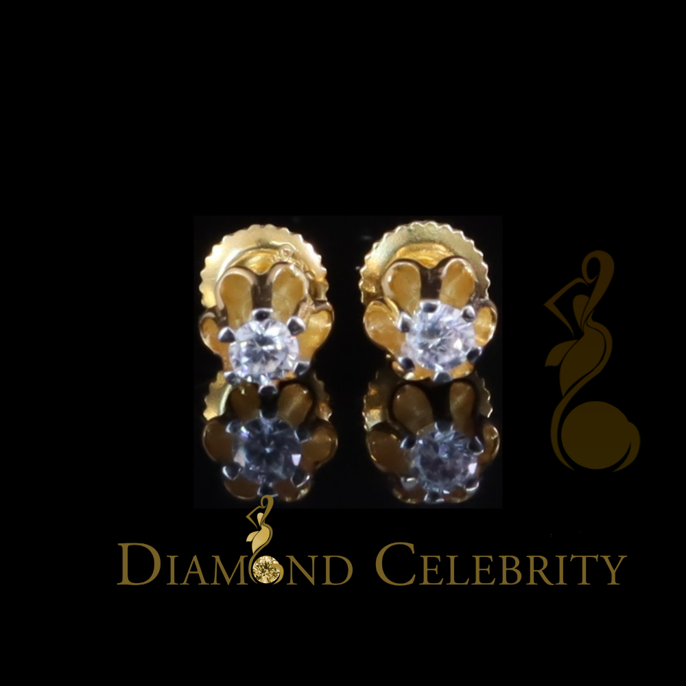 DiamondCelebritees  0.10ct Silver Cubic Zirconia European cut Yellow Buttercup Stud Earings Women's