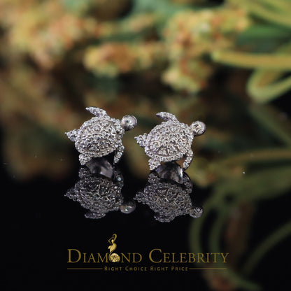 DiamondCelebritees  925 Sterling White Silver 0.50ct Cubic Zirconia Turtle Earrings Women & Men's