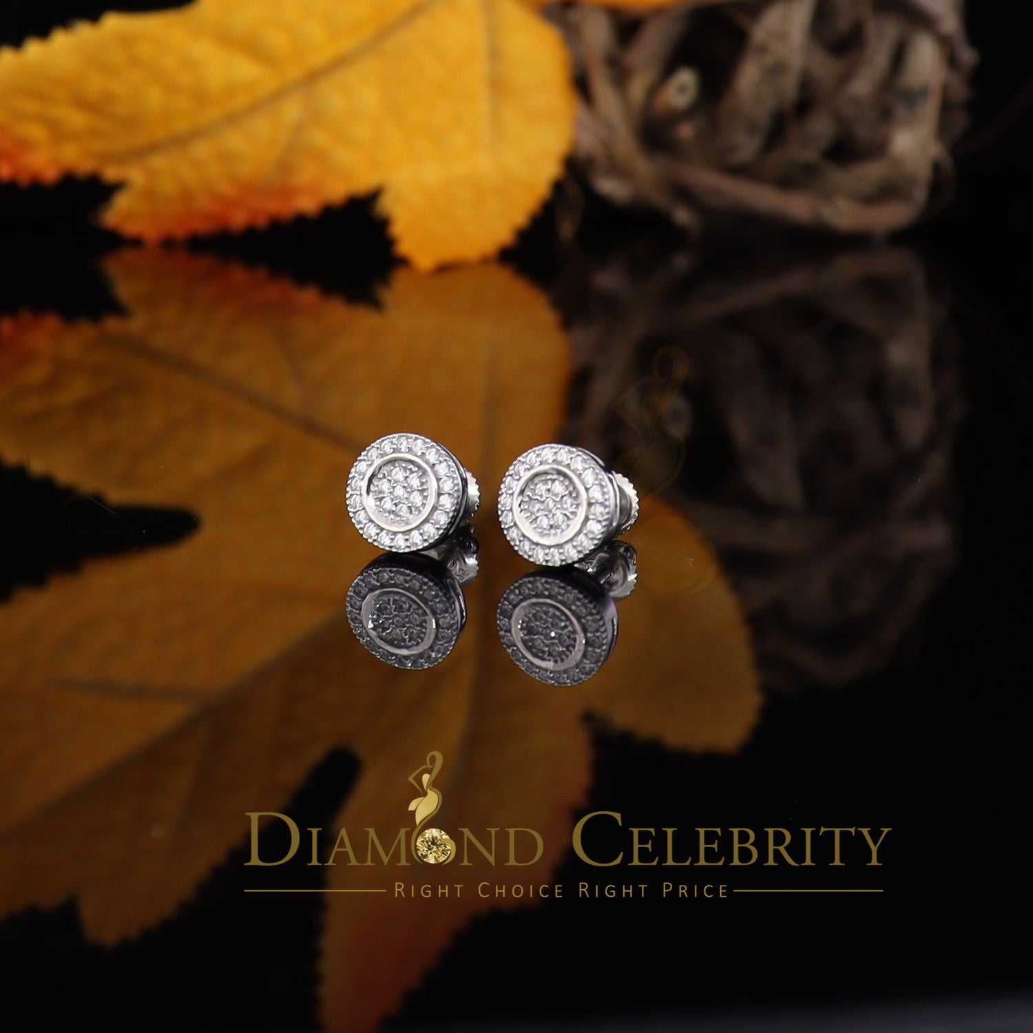 Aretes Para Hombre 925 White Silver Women's 0.5ct Moissanite Round Earrings