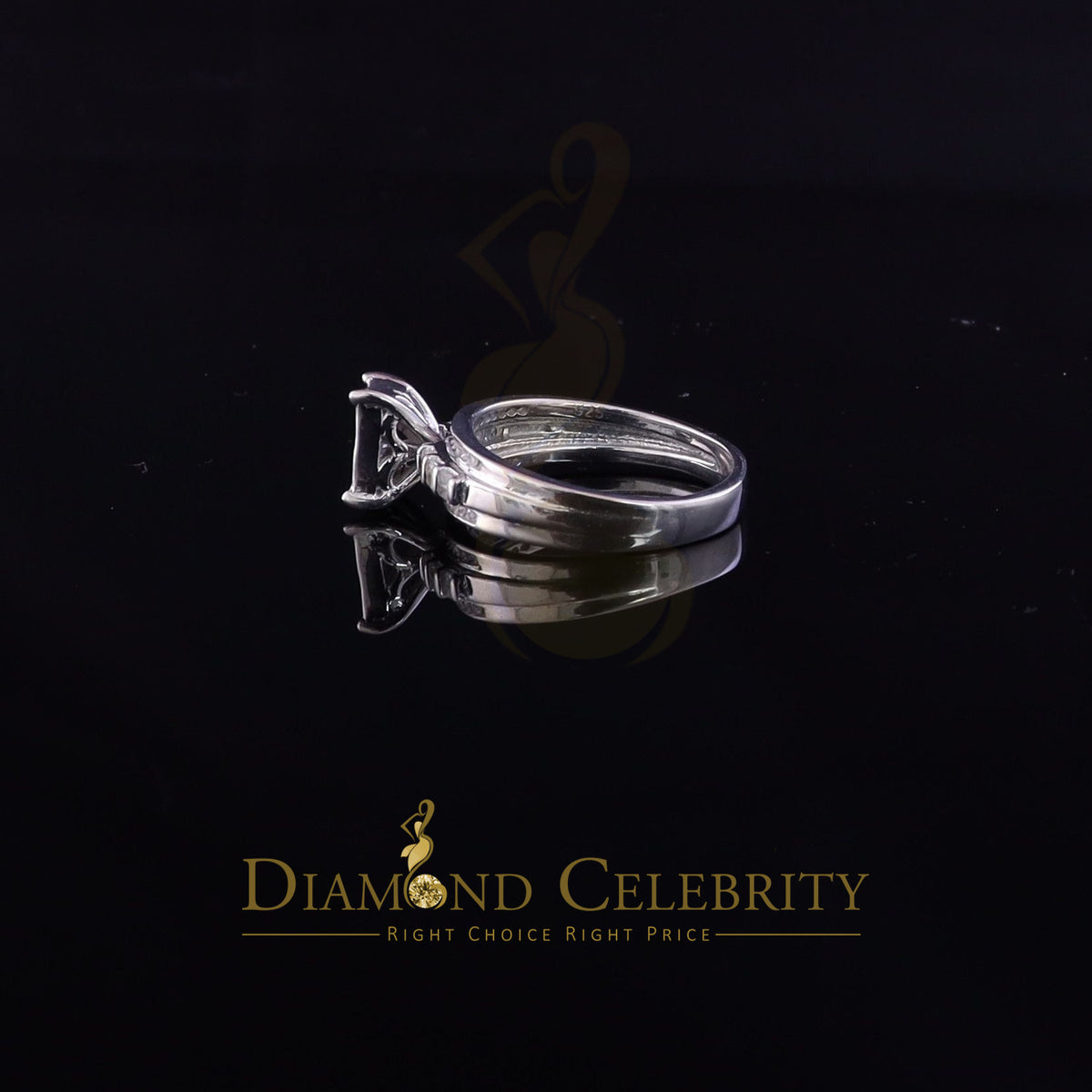 DiamondCelebritees 925 Sterling Silver White Real 0.33ct Princess Diamonds Square Ring Size 7