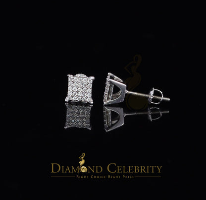 DiamondCelebritees  White 925 Silver Screw Back 0.50ct Cubic Zirconia Square Women Stud Earrings