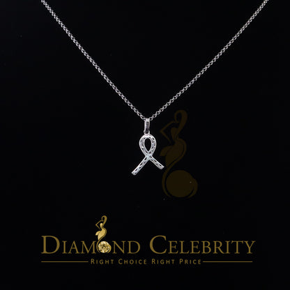 DiamondCelebritees White Ribbon Shape Pendant 925 Sterling Silver with 0.26ct Cubic Zirconia stone
