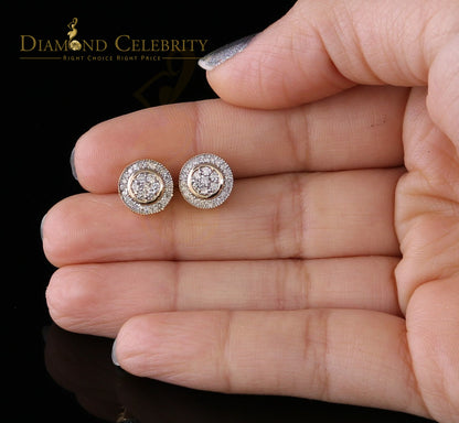 DiamondCelebritees 10K Real Yellow Gold Real Diamond 0.50CT Men's/Women's Stud Round flower Earring