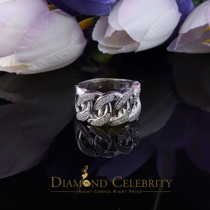 DiamondCelebritees 0.85ct Cubic Zirconia Stone White 925 Sterling Silver Cuban Men's Ring Size 10