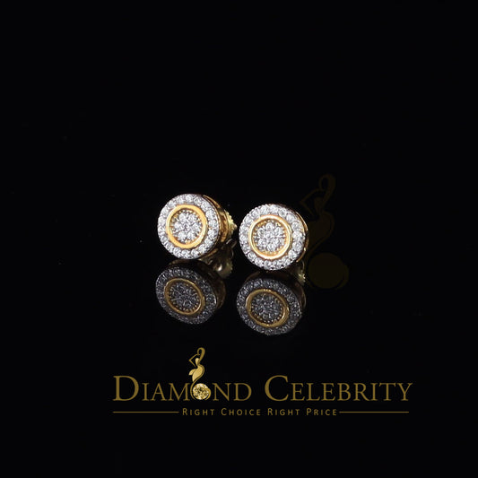 DiamondCelebritees  Aretes Para Hombre 925 Yellow Silver 0.5ct Cubic Zirconia Round Women's Earrings