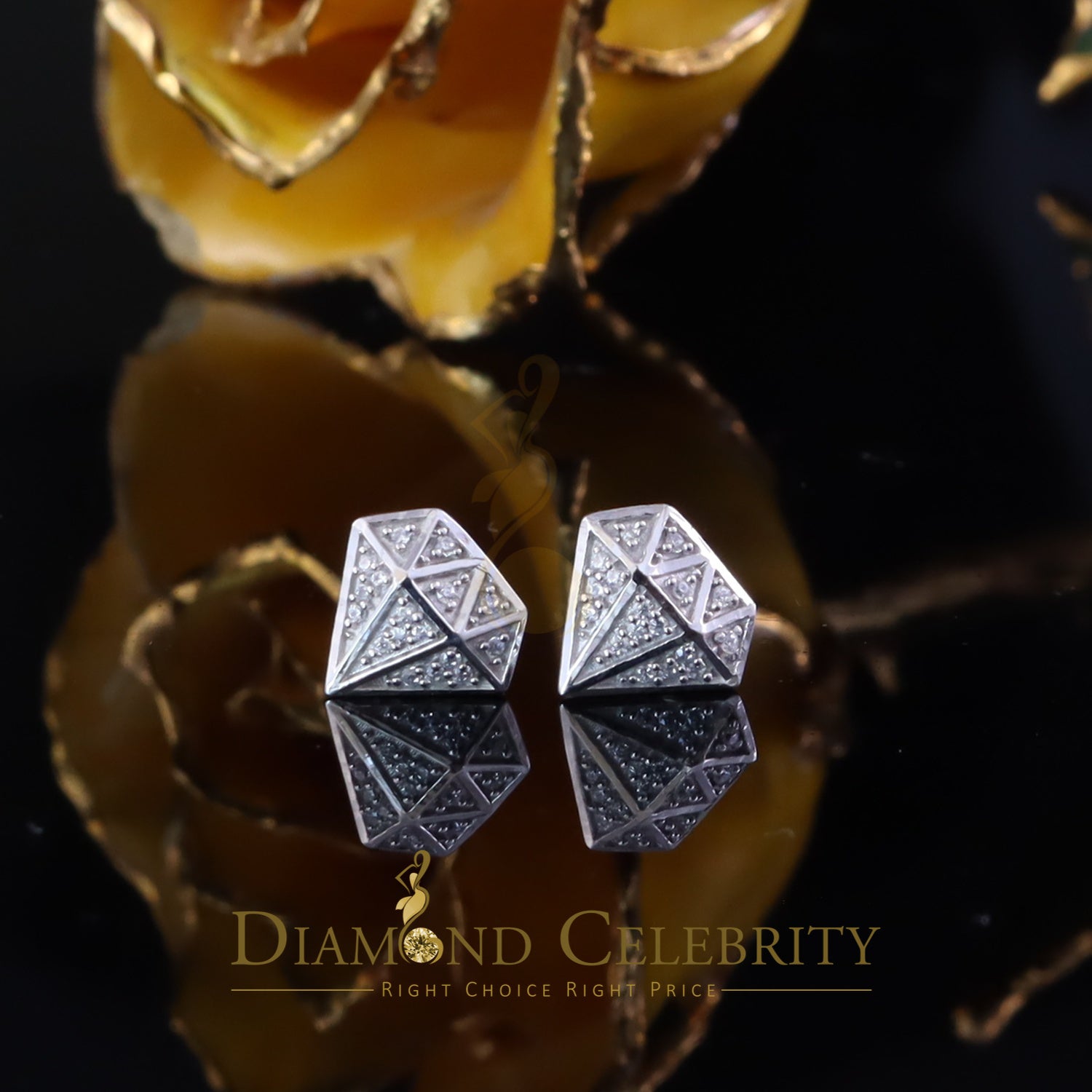 DiamondCelebritees  0.24ct Cubic Zirconia 925 White Silver Women's & Men's Hip Hop Stud Earrings
