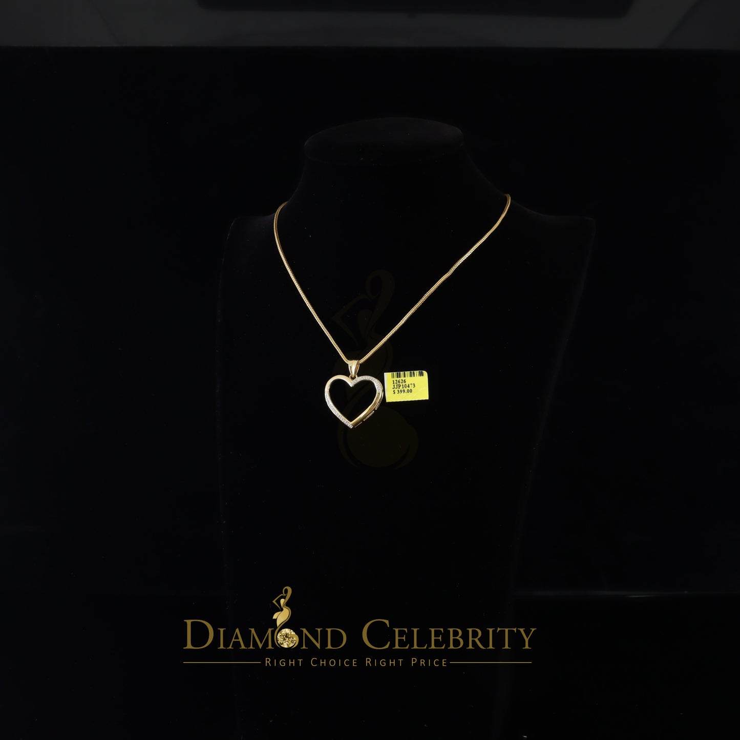 DiamondCelebritees  Real 0.12ct Diamond 925 Sterling Silver HEART Charm Necklace Yellow Pendant
