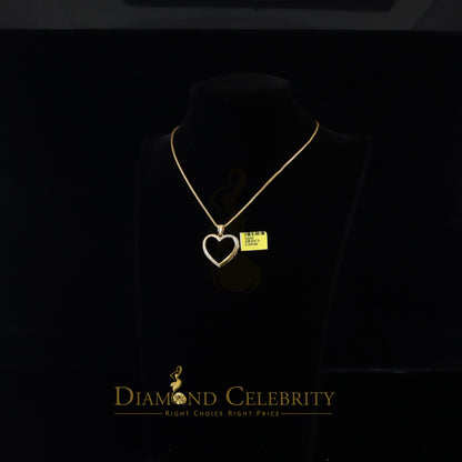 DiamondCelebritees  Real 0.12ct Diamond 925 Sterling Silver HEART Charm Necklace Yellow Pendant