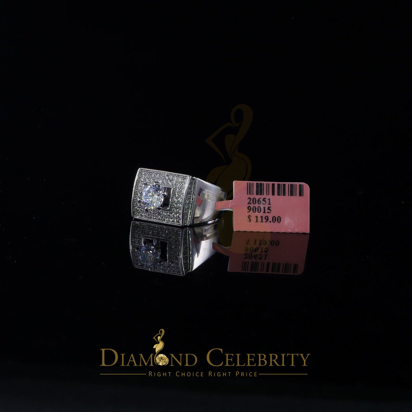 DiamondCelebritees Diamond Celebrity 6.0ct Cubic Zirconia White Silver Men's Square Ring Size 9