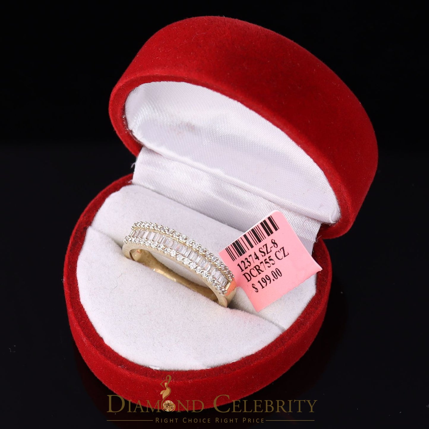 DiamondCelebritees 4.00ct 925 Sterling Yellow Silver Cubic Zirconia Womens Engagement Ring Size 8