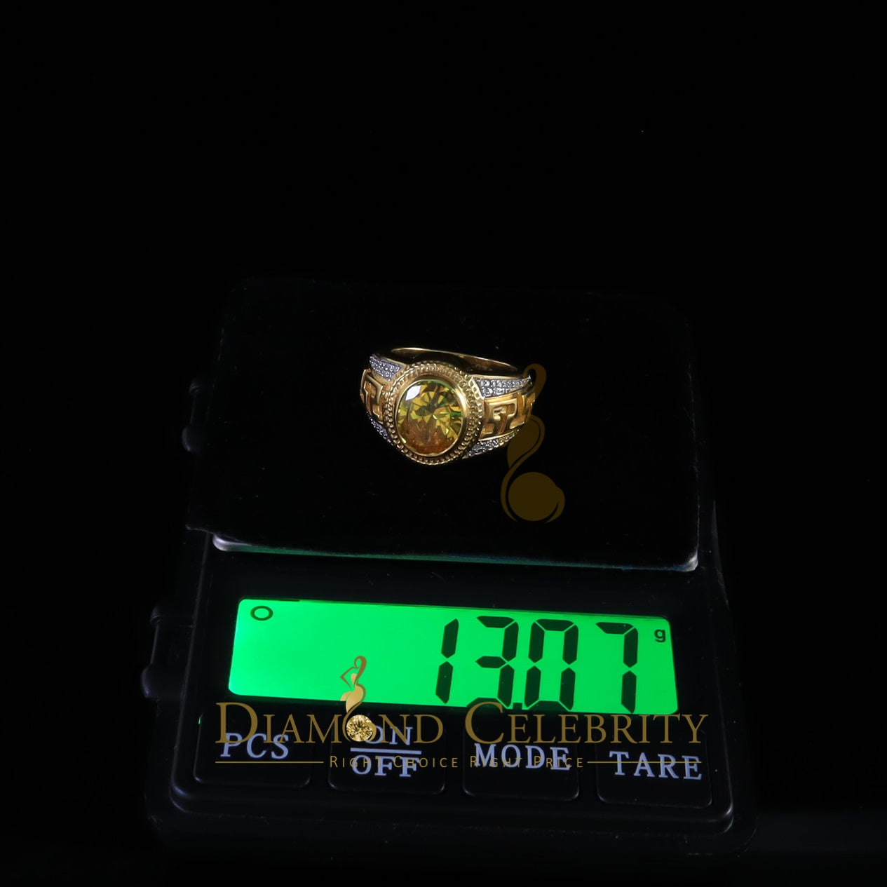 DiamondCelebritees 8.10ct 925 Sterling White Silver Oval Cubic Zirconia Men's Ring Size 9