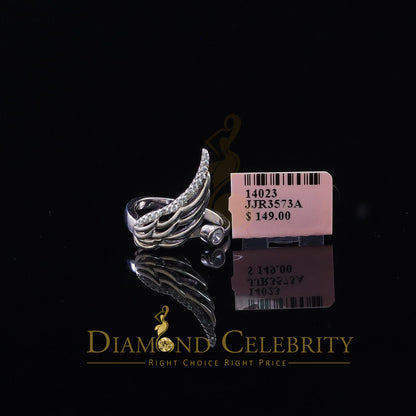 DiamondCelebritees 925 Sterling White Silver with 1.50ct Cubic Zirconia Angel Wing Ring Size 7.5