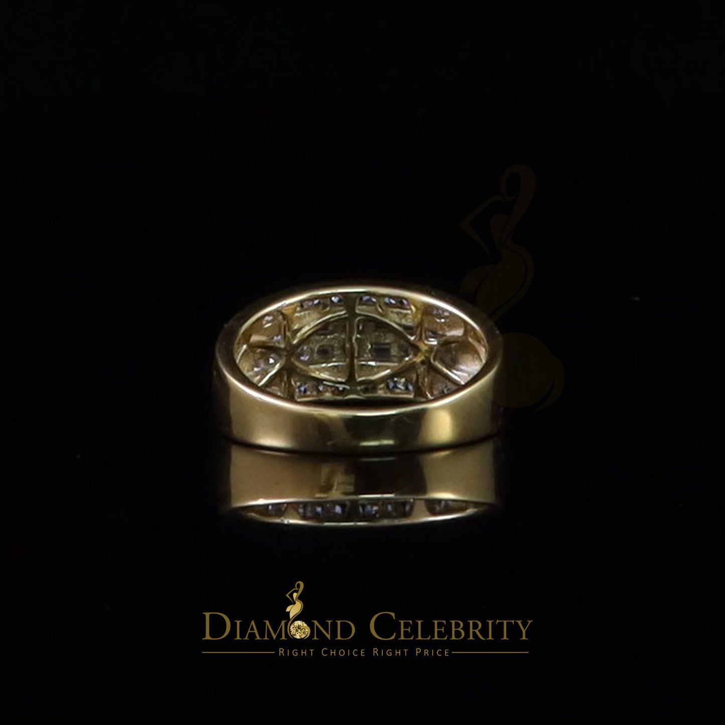 DiamondCelebritees 925 Yellow 1.75ct Cubic Zirconia Silver Men's Adjustable Ring From SZ 9 to 11