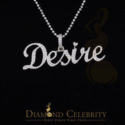 DiamondCelebritees White Desire Letter 925 Sterling Silver Pendant 2.49ct Cubic Zirconia stone
