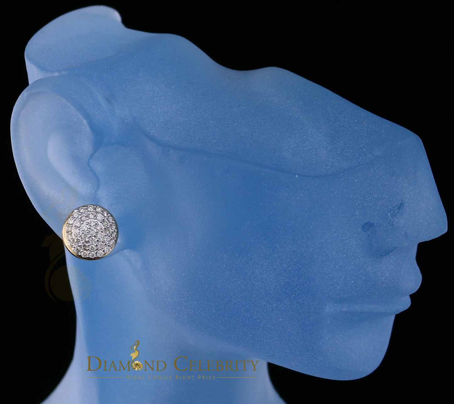 DiamondCelebritees 10K Real Yellow Gold Real Diamond 0.75CT Men's/Women's Stud Round Earring