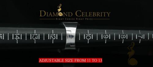 DiamondCelebritees Men's 6.25ct Cubic Zirconia White Silver Round Adjustable Ring From SZ 11 to 13