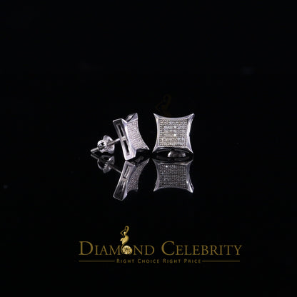 DiamondCelebritees 0.20ct Diamond 925 Sterling Silver White Square Earrings For Men's / Women's