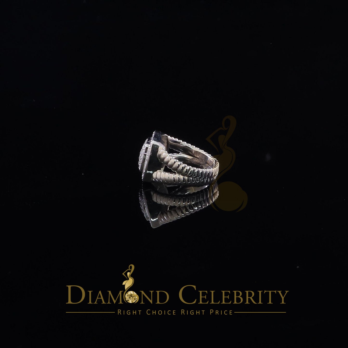 DiamondCelebritees 1.33ct White Silver Square Cubic Zirconia Womens Adjustable Ring From SZ 8 to 10