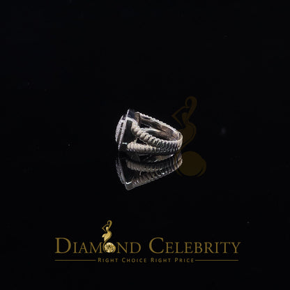 DiamondCelebritees 1.33ct White Silver Square Cubic Zirconia Womens Adjustable Ring From SZ 8 to 10
