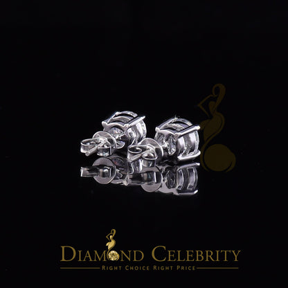 DiamondCelebritees 10k Real White Gold with 3.50ct Round VVS 'D' Color Moissanite Stud Earrings