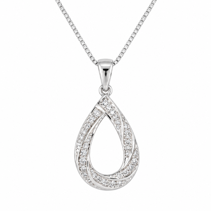 DiamondCelebritees 925 Sterling Silver Teardrop/Pear Shaped intertwined 0.37ct Cubic Zircon Pendant