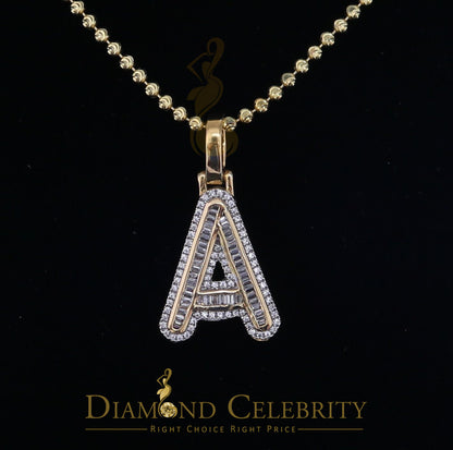 DiamondCelebritees Yellow Bugutte Initial All Alphabet Sterling Silver Pendant with Cubic Zirconia