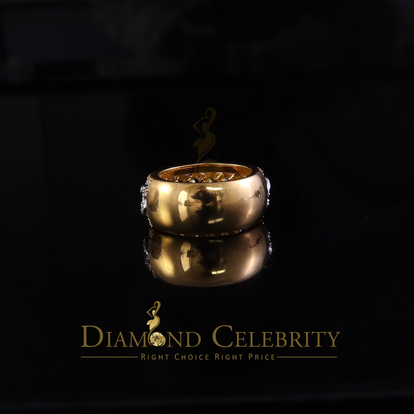 DiamondCelebritees 1.50ct VVS 'D' Silver Yellow For Men's & Women's Band Moissanite Ring Size 8