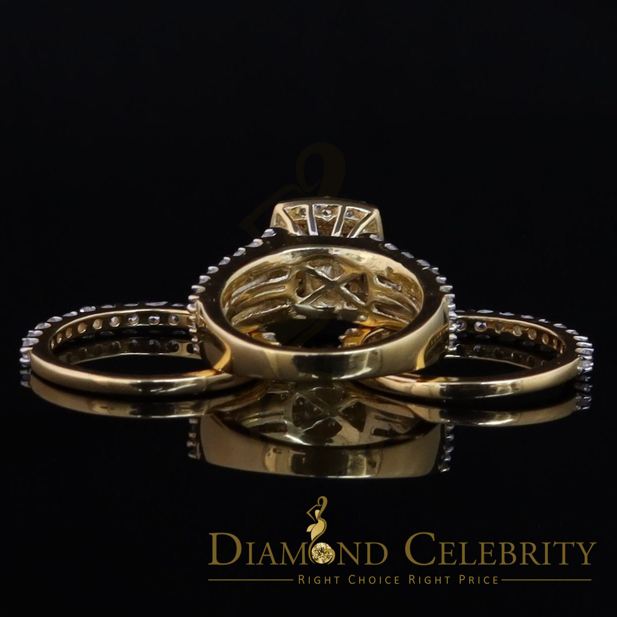 DiamondCelebritees 925 Sterling Yellow Square 2.08ct Cubic Zirconia Silver Wedding Womes Ring SZ 6