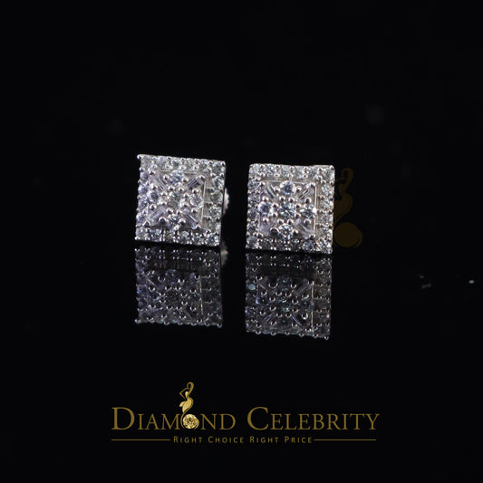 DiamondCelebritees  925 White Sterling Silver 0.74ct Cubic Zirconia Square Women's Stud Earrings