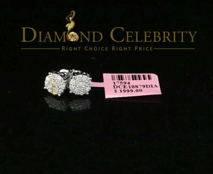 DiamondCelebritees 10K Real White Gold Real Diamond 0.60CT Men's/Women's Stud Round Earring