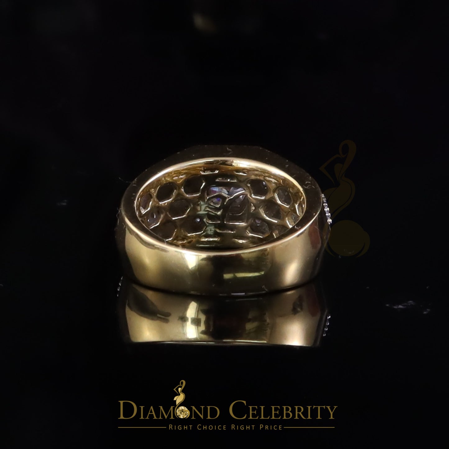 DiamondCelebritees 925 Yellow Sterling Silver Cubic Zirconia 2.44ct Men Ring Size 9