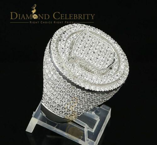 DiamondCelebritees White Sterling Silver11.50ct Cubic Zirconia Men's Adjustable Ring From SZ 9 to11