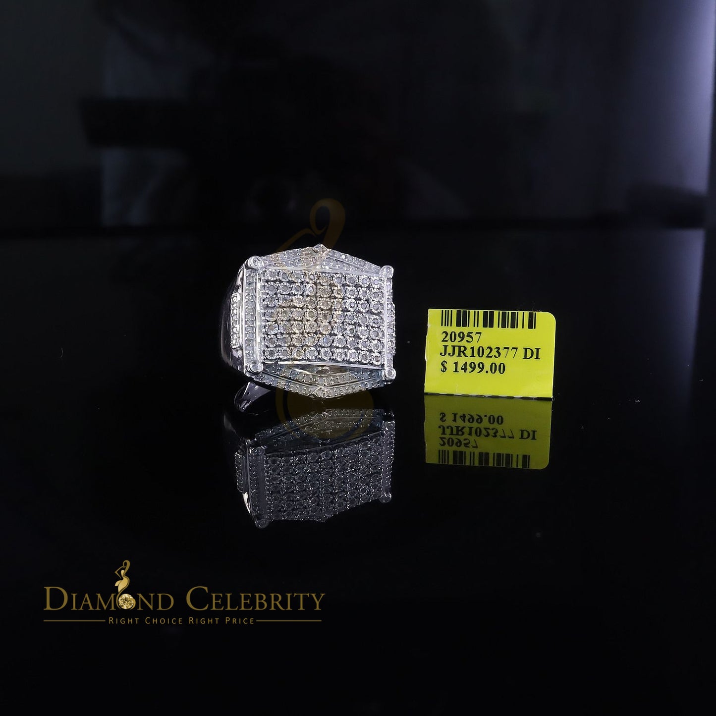 Big Mirage Set 0.66ct Real Diamond 925 White Silver Square Men's Ring Size 10