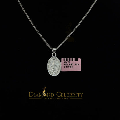 DiamondCelebritees 925 Sterling Silver Double Side Oval Milagrosa Men/Women Pendant White Religious