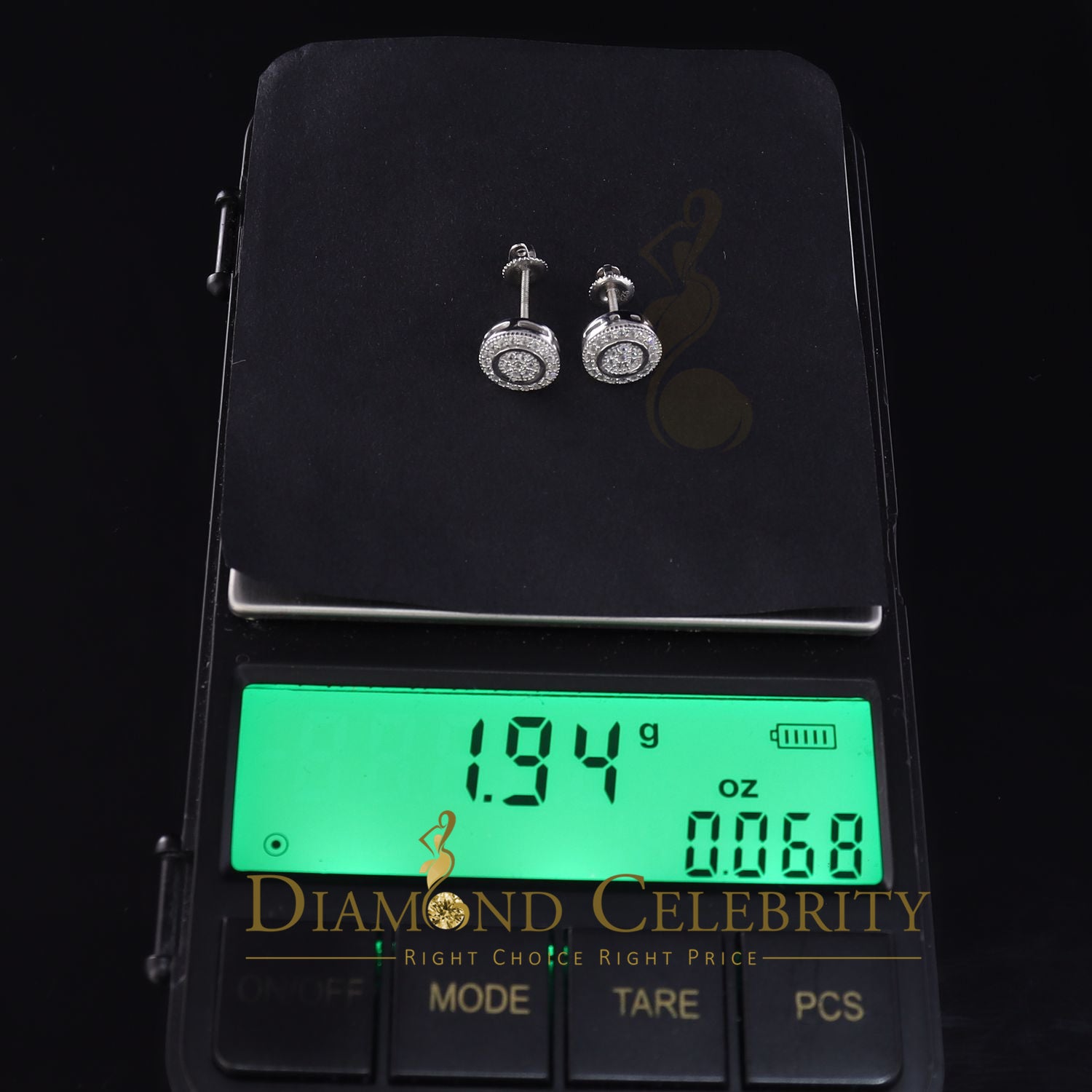 Aretes Para Hombre 925 White Silver Women's 0.5ct Moissanite Round Earrings