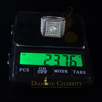 DiamondCelebritees Men's 19.0ct Cubic Zirconia white Silver Square Adjustable Ring From SZ 9 to 11