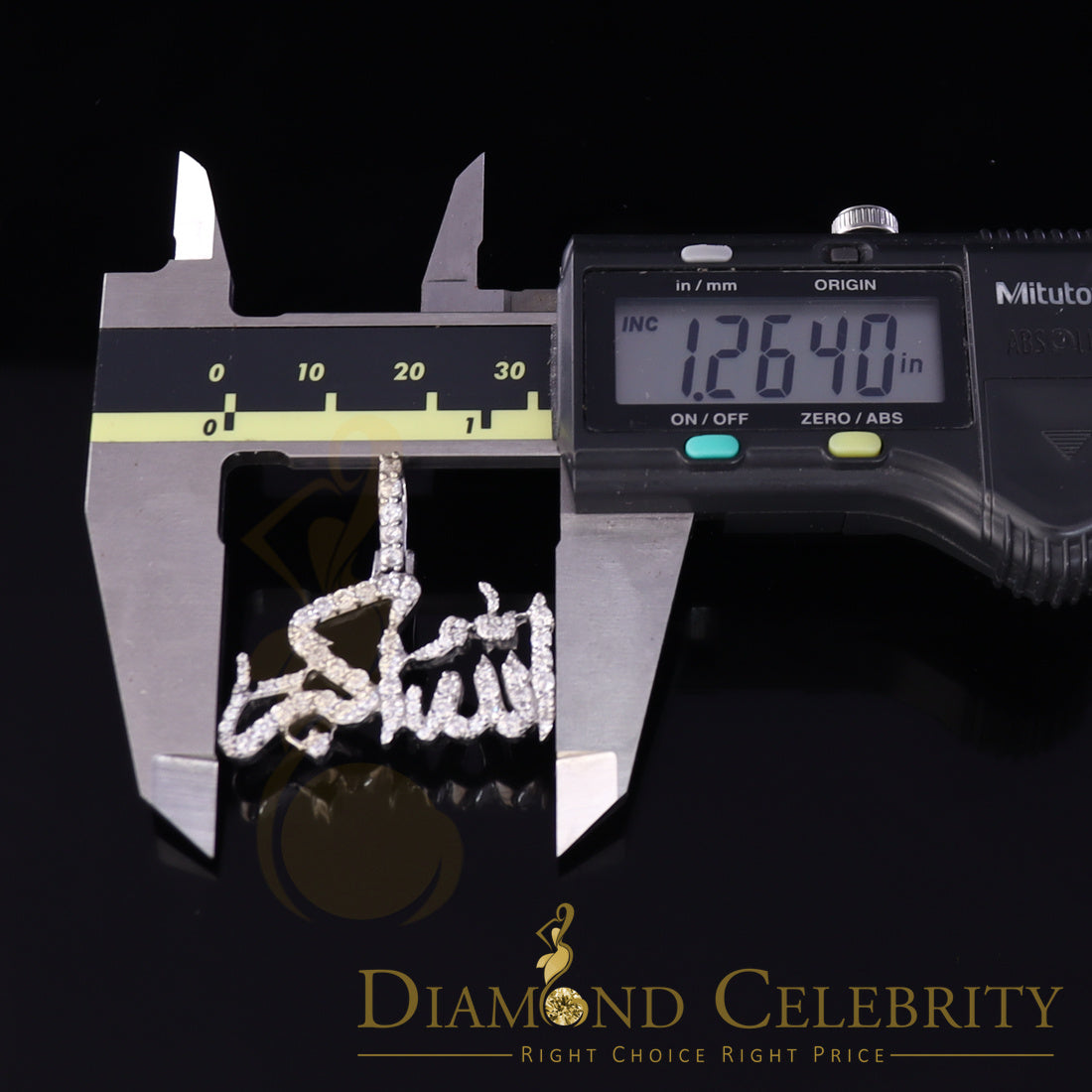 DiamondCelebritees White 925 Sterling Silver with allah-hu-Akbar Pendant 5.70ct Cubic Zirconia