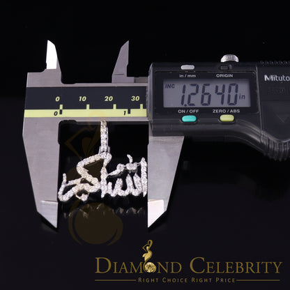 DiamondCelebritees White 925 Sterling Silver with allah-hu-Akbar Pendant 5.70ct Cubic Zirconia