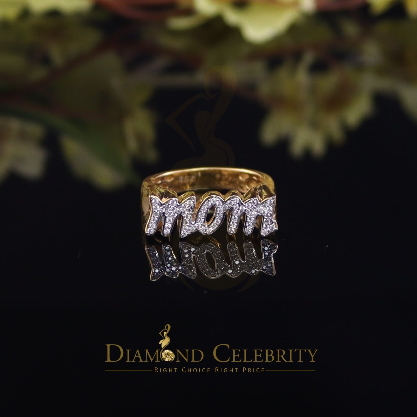 DiamondCelebritees 925 Yellow Silver 0.52ct Cubic Zirconia "MOM" Ring Size 7 Offer @ Mother's Day