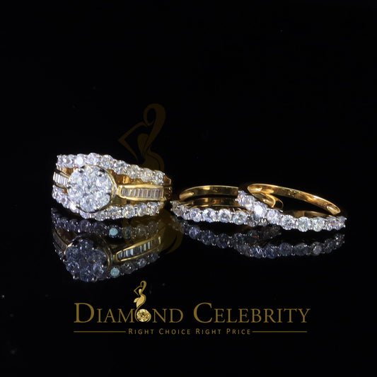 DiamondCelebritees 925 Sterling Silver 8.50ct Cubic Zirconia Piece Trio Yellow Womens Ring Size 9