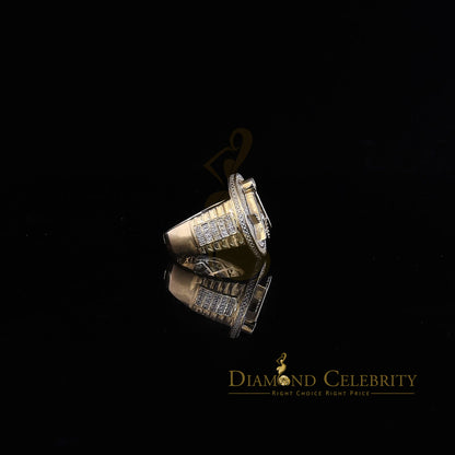 DiamondCelebritees Real 0.25CT Diamond Yellow 925 Silver Men's Adjustable Ring From Size 10 to 12