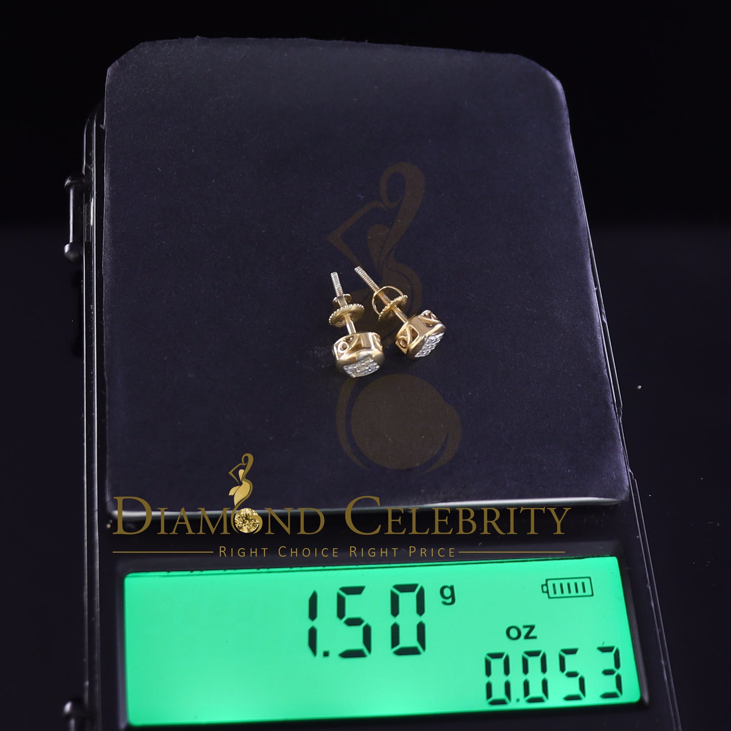 DiamondCelebritees 0.05 ct Diamond 925 Sterling Silver Yellow For Women's/Men's Round Stud Earring
