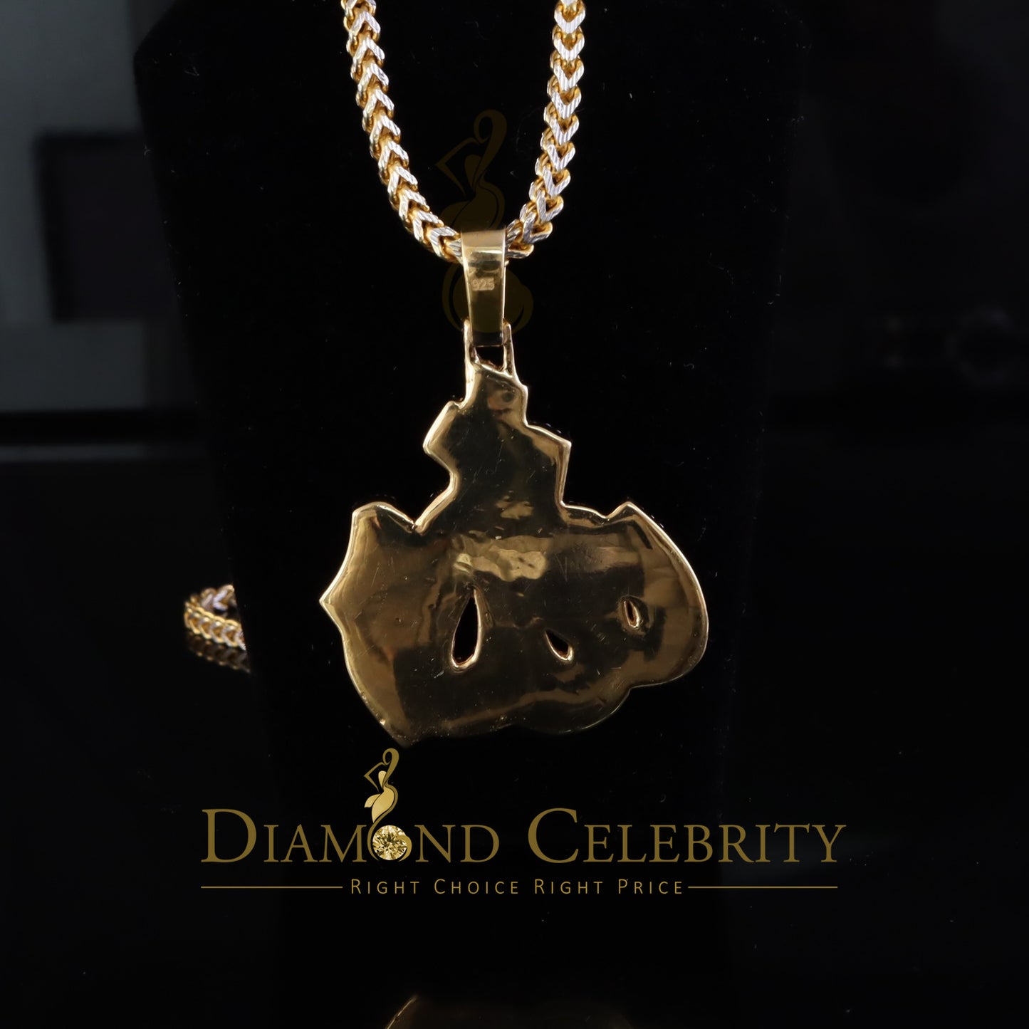 Diamondcelebritees 925 Allah Religious Yellow Silver Pendant 4.00ct VVS 'D Moissanite Men & Women