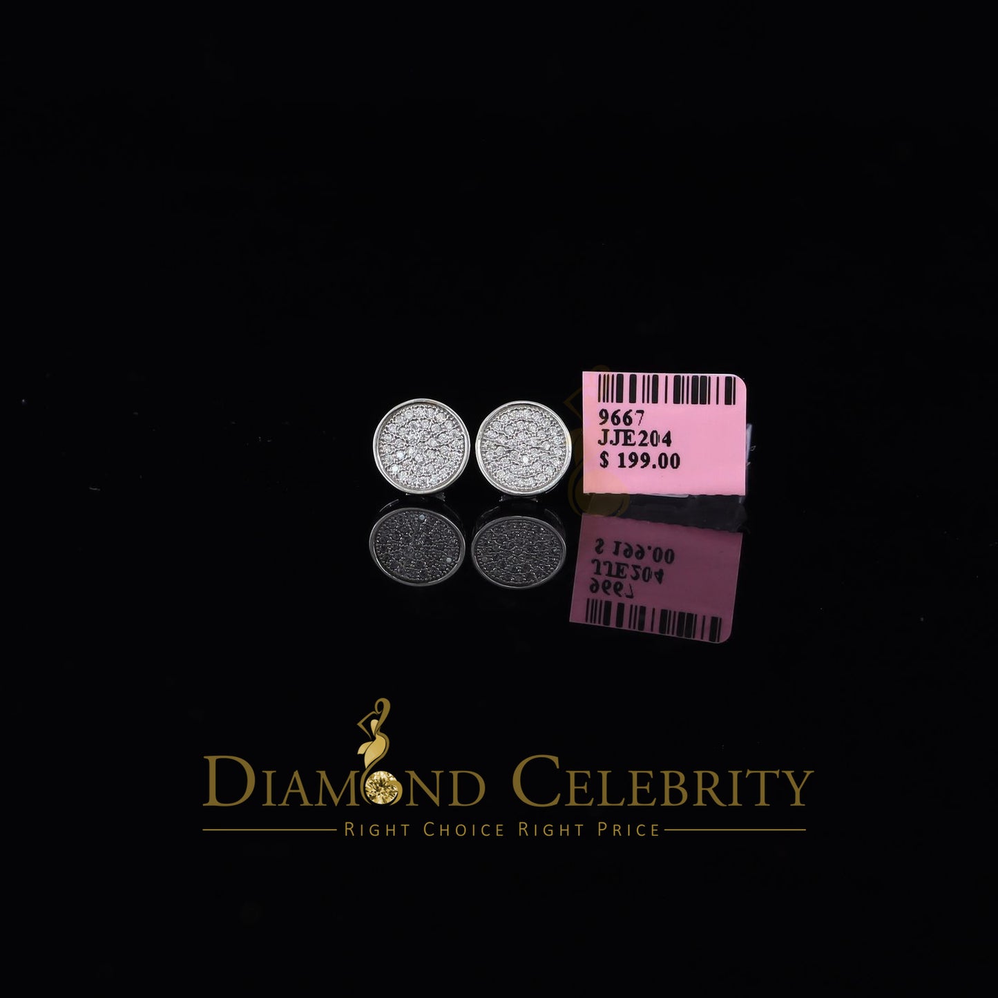DiamondCelebritees  0.78ct Cubic Zirconia 925 Yellow Silver Women's & Men's Hip Hop Round Earrings