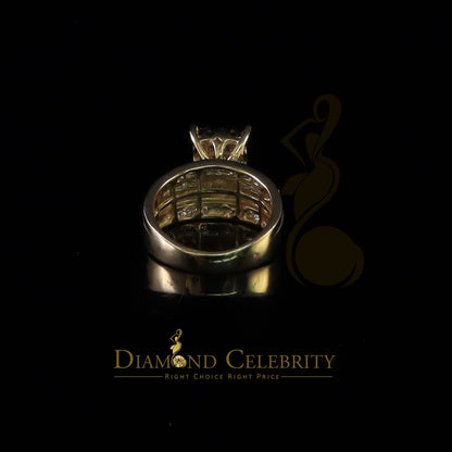DiamondCelebritees 925 Sterling Yellow Silver Square 1.75 ct Cubic Zirconia Womens Ring Size 8