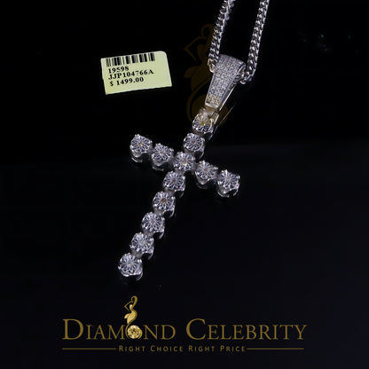 DiamondCelebritees  0.40CT Real Diamond Crystal Cross 925 Sterling Silver White Necklace Pendant