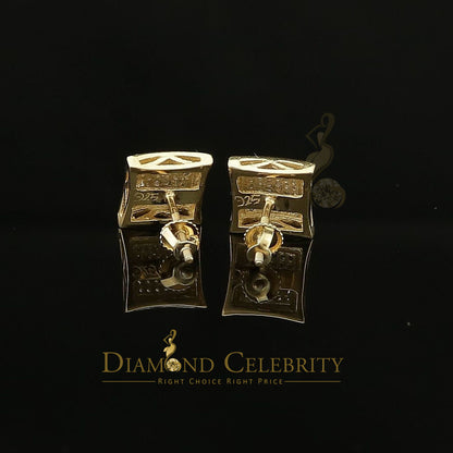 DiamondCelebritees Aretes Para 925 Sterling Yellow Silver 0.20ct Diamond Women & Men Kite Earrings