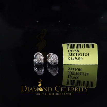 DiamondCelebritees 0.05cts Silver Diamond 925 Sterling White Heart Shape Stud Earrings For Women's