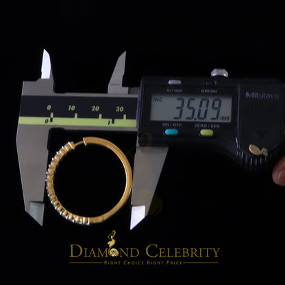 DiamondCelebritees 6.00ct Moissanite Yellow 925 Sterling Silver Women's In and Out Hoop Earrings
