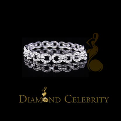 Diamondcelebritees 925 Sterling Silver White 0.20CT Real Diamonds Fancy Style Bracelete Size 7''